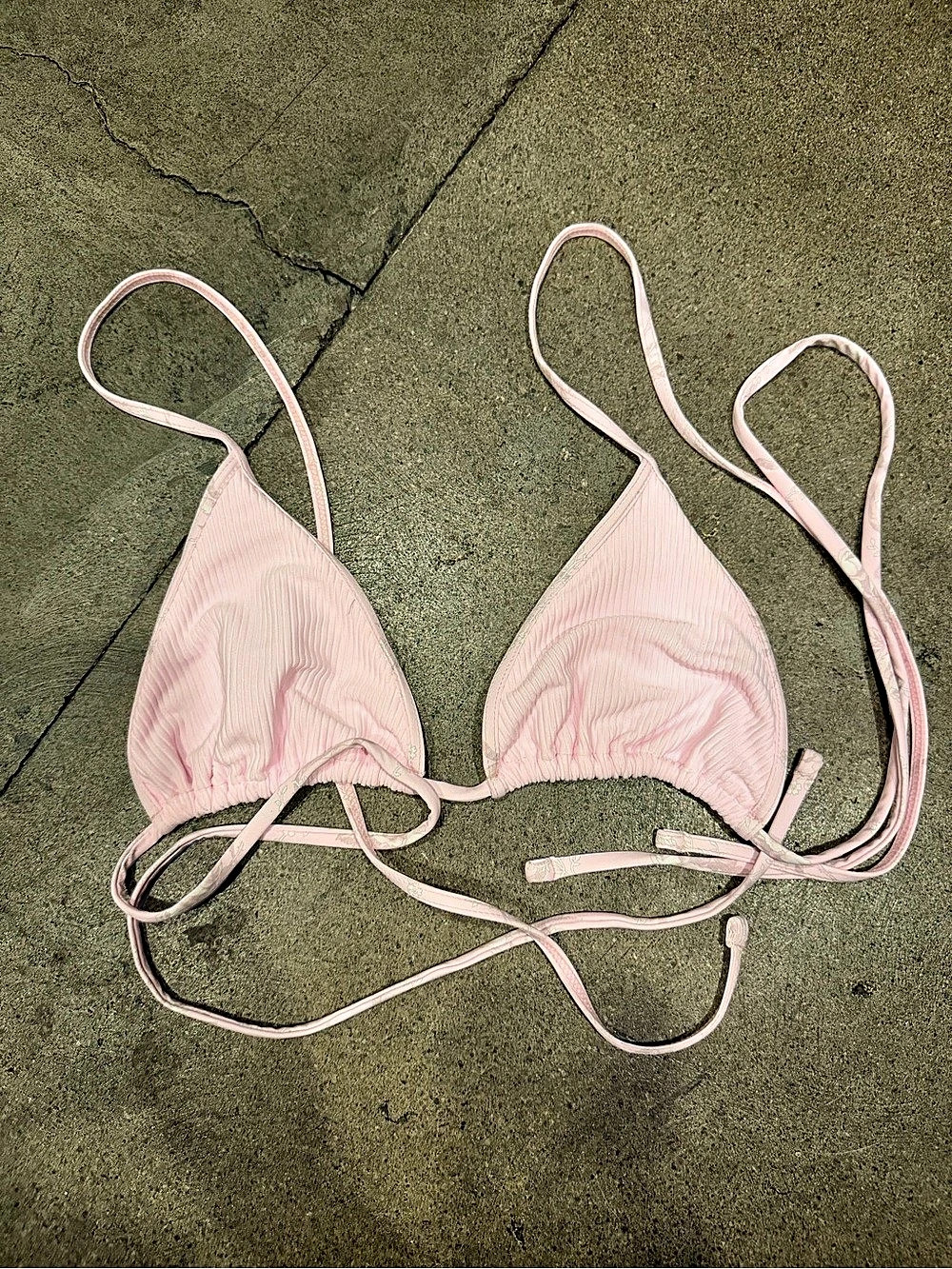 Frankies Bikinis Tia Ribbed Triangle Bikini Top Pink String Bikini Top